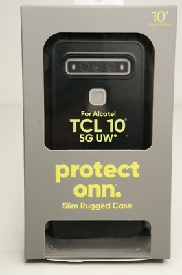 Onn Slim Rugged Phone Case with Built-in Microbial Protection for Alcatel TCL 10