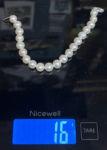 Vtg 7” AAA Natural Genuine 10mm Akoya Pearl Bracelet 14K Platinum Clasp 16gm - Bild 2 von 17