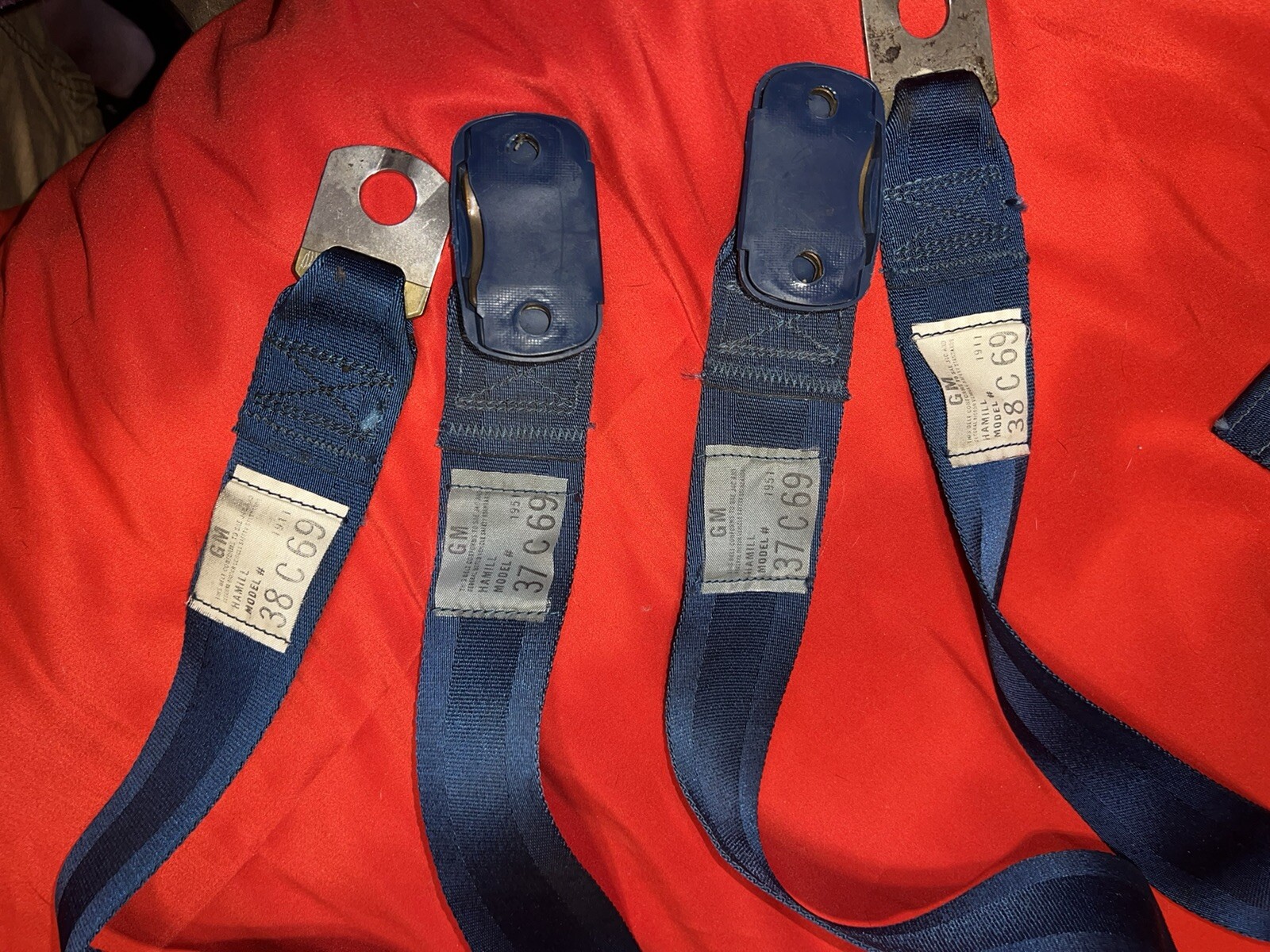 2 Blue Deluxe GM Shoulder Seat Belt 6672 Chevy Olds Pontiac GTO Nova