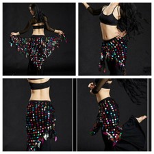 New Style Belly Dance Hip Scarf Belt Skirt Dancing Costume Triangle Sequin Wrap