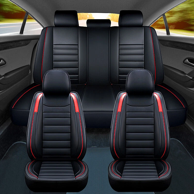 Car Seat Cover 5 Seats PU Leather Full Set Cushion Universal For SUV Sedan - image 4 of 4