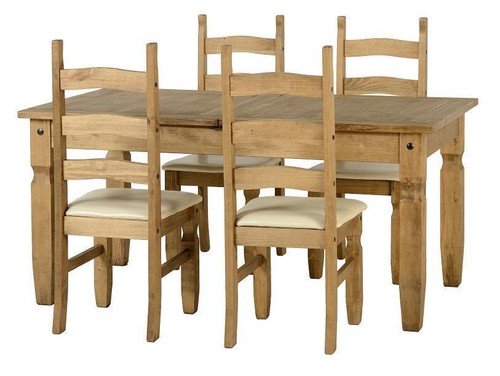 CORONA EXTENDING DINING SET WITH 4, 6 OR 8 CHAIRS, WOOD, BROWN OR CREAM PU SEATS - Picture 5 of 13