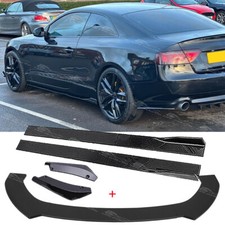 For Audi A5 S5 A6 Gloss Front Bumper Splitter Lip + 86.6" Side Skirts Rear Spats