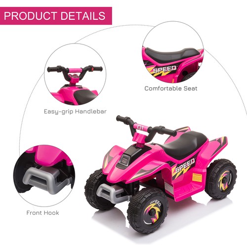 6V Kids Electric ATV Ride on Car with Forward Reverse for 1-3 Year Toddlers PINK - Picture 6 of 12