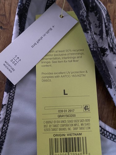 All in Motion Girl’s L Large Tank Top Gray Black White Racerback Activewear New - Picture 4 of 4