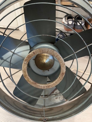 Vintage Mimar Dynafan "525" Swivel 14” Floor Fan Metal Steel Blue 2-Speed Tested - Picture 3 of 5
