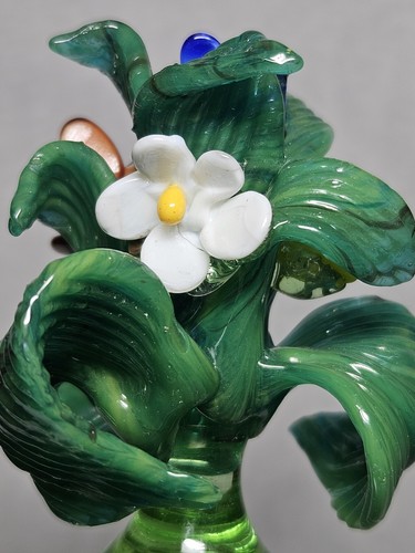Antique Salviati? Venetian Glass Blown Green Decanter With Applied Flowers Top - Picture 14 of 18