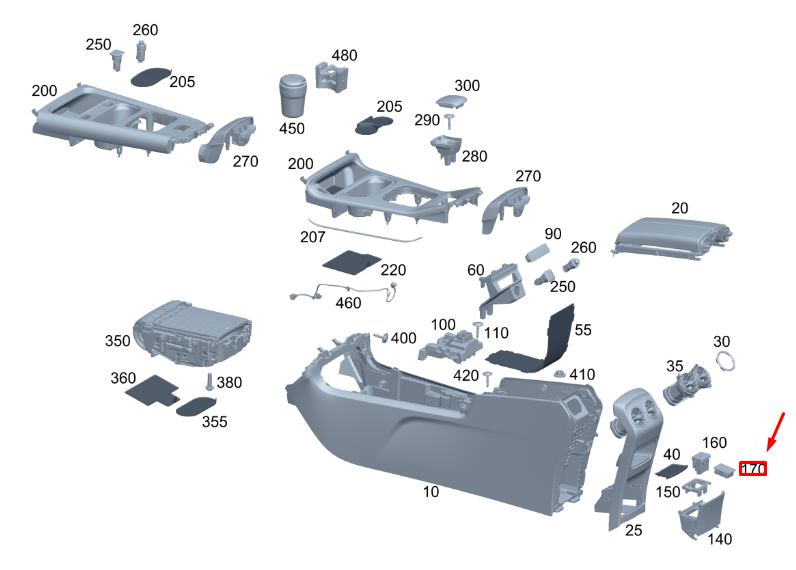 MERCEDES-BENZ GLA H247 AMG Mittelkonsolenverkleidung hinten A1776808303