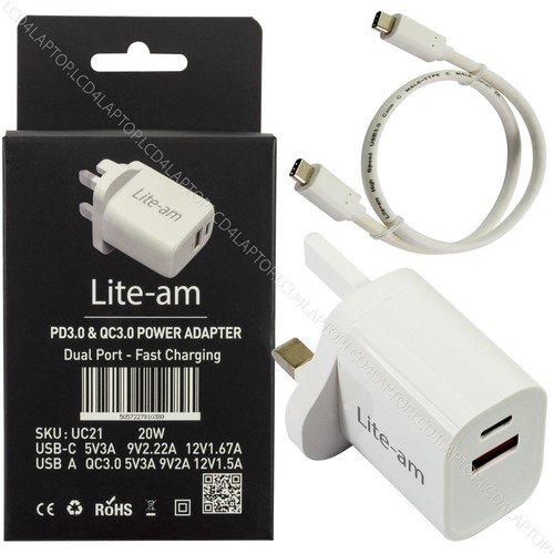 For Sony Fast Dual Port Plug Adapter Fast Charge 20W Xperia Pro 1 II 5 II L4 XZ1 - Picture 9 of 26