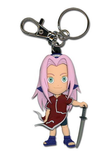 Authentic Naruto Shippuden Anime Chibi Sakura (Sword) PVC Key Chain #3462 *NEW* - 第 1/1 張圖片