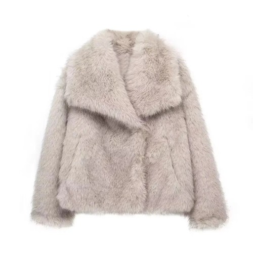 TRAF Giacca in PELLICCIA con paillette color metallo per donna Cappotto a manica - Imagen 2 de 21