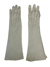 Vintage White Lambskin Long Gloves 13 1/2" Long Size 6 Stamped