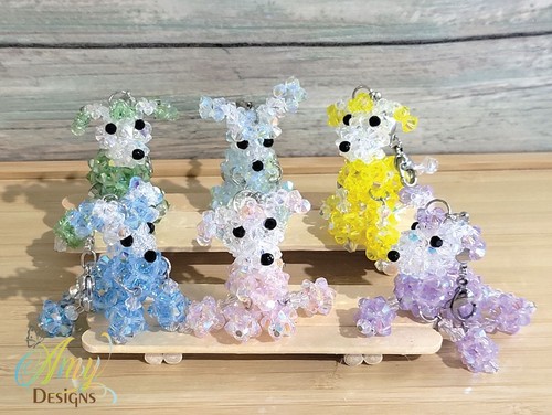 Schlüsselanhänger Perlen Kristall Pudel Hund Handarbeit Tasche Schlüsselanhänger Handyschlüsselring süß Hund - Bild 5 von 12