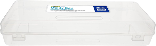BAZIC Plastic Pencil Case, Ruler Length Large Utility Storage Box, Clear Colo...