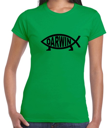 funny T-Shirts Atheist Atheism Darwin fish Singlet Size Mens tee Ladies T shirt - Picture 13 of 31