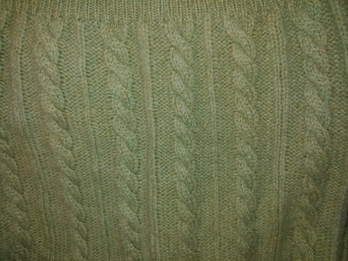 VTG Shetland Wool Orvis Green Cable Knit Fisherman Cardigan Sweater Size Large - Picture 8 of 8