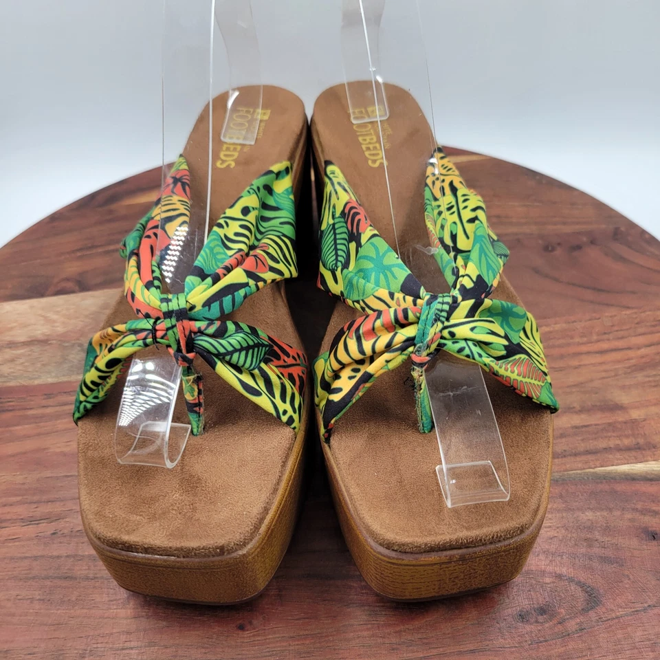 Sandalias Plantillas Montaña Blancas Para Mujer 11M Verde Marrón Tropical Gruesa Plataforma Foto 3 de 4