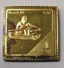 BRAZIL 1980 24K ON 925 STERLING SILVER INGOT OLYMPIC STAMP