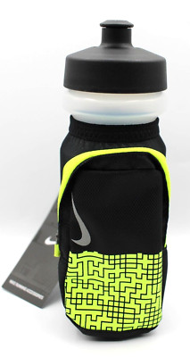 Nike Power Handheld Water Bottle 22oz Water Bottle Hydration Black/Volt/Silver