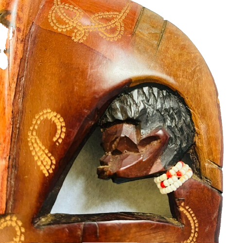 Vintage Wall mask 9 inches Carved Objet Face Stunnin mystical Decoration Art - Picture 8 of 20