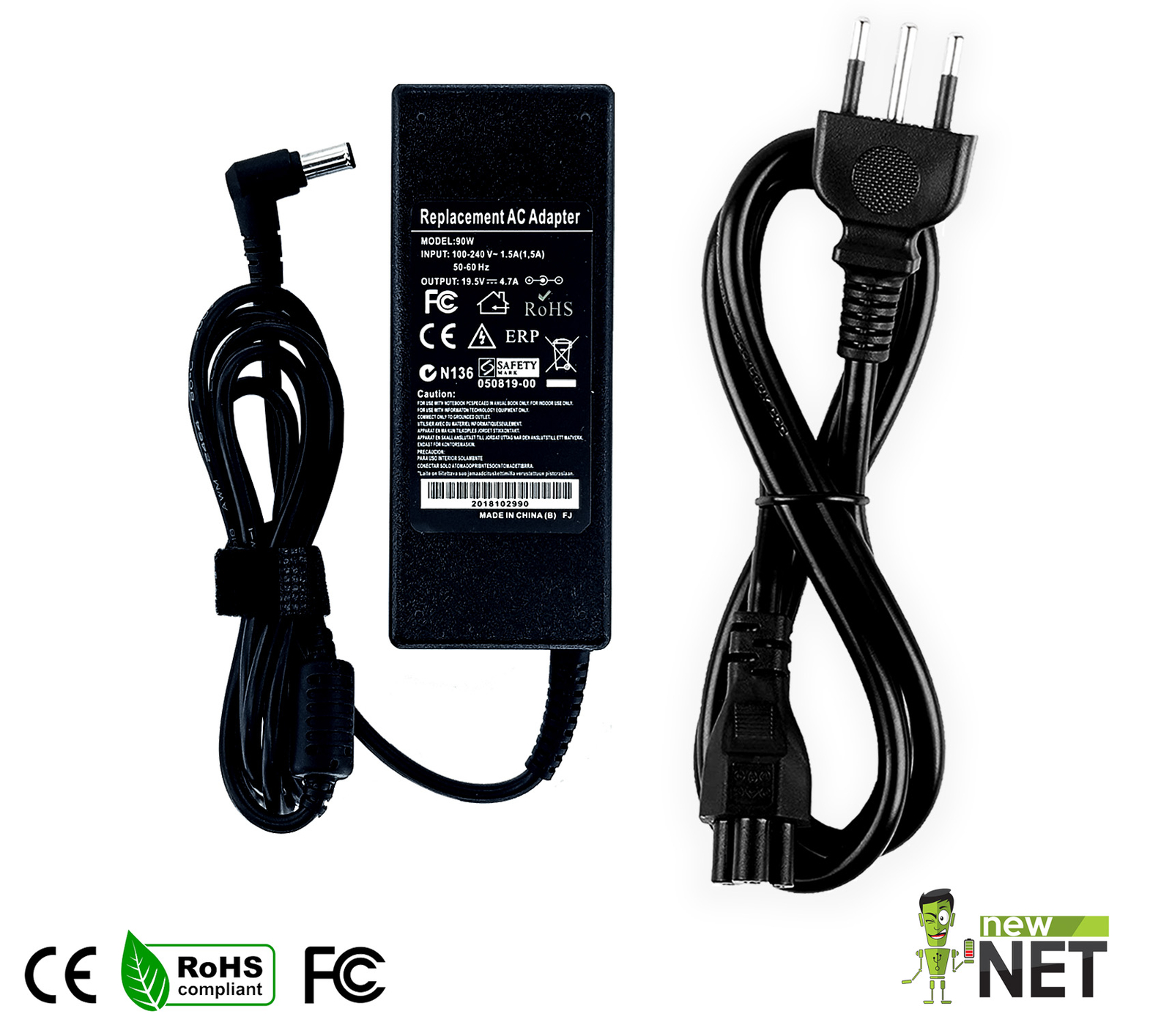 Alimentatore 19,5V 4,74A 90W Per Notebook Sony VAIO - Serie SVE E SVF, Connettore 6,4x4,4mm