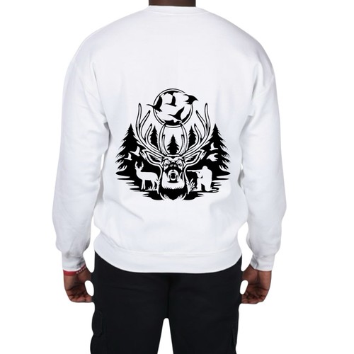 Custom Name Buck Hunting Outdoor Graphic Crewneck Sweatshirt Personalized NEW