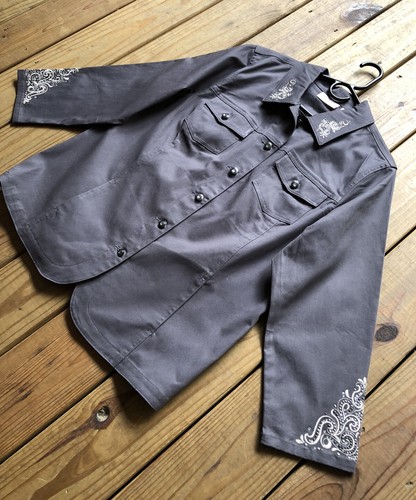 NWT Quacker Factory women's L dark gray rhinestone button up shirt / jacket - Picture 3 of 12