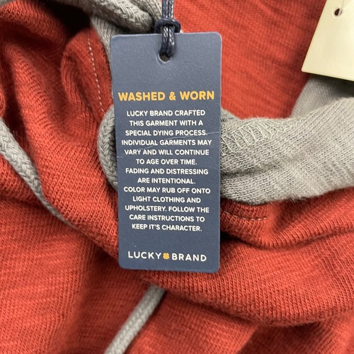 NEW Lucky Brand Men’s 100% Cotton Pullover Hoodie Burgundy/Gray • 2XL - Picture 7 of 10
