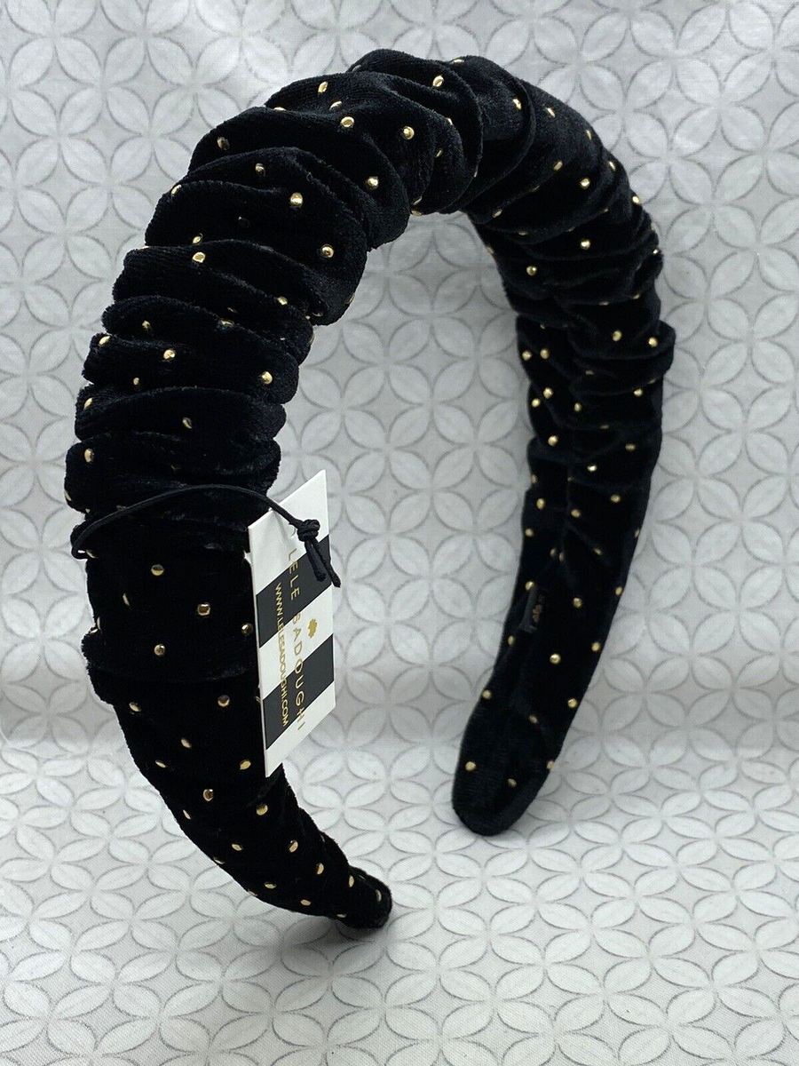 Lele Sadoughi Jet Black Gold Dot Kelly Headband | eBay display picture 1