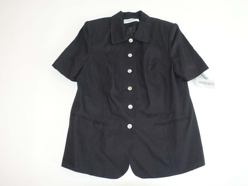 Amanda Smith Women's Skirt Suit Size 16W NWT Black 100% Linen Short Sleeves 16 - Picture 6 of 13