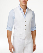NWT Tasso Elba Men's Linen Vest White Size M