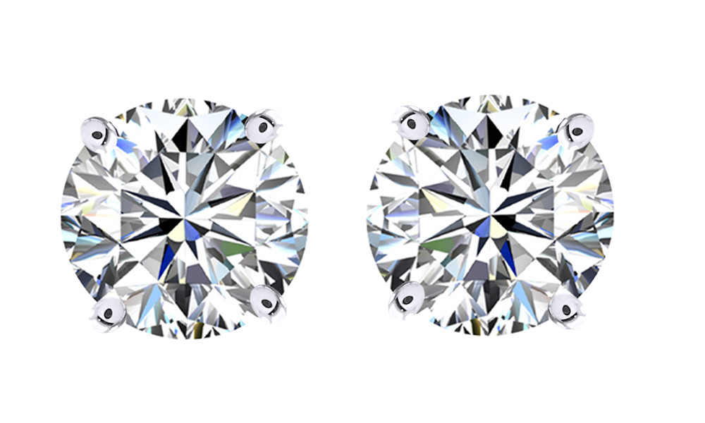 1.00 Ct Round Cut D VVS1 Diamond In 14K White gold Over Stud Earrings 413.95 1.00 Ct Round Cut D VVS1 Diamond In 14K White gold Over Stud Earrings 413.95