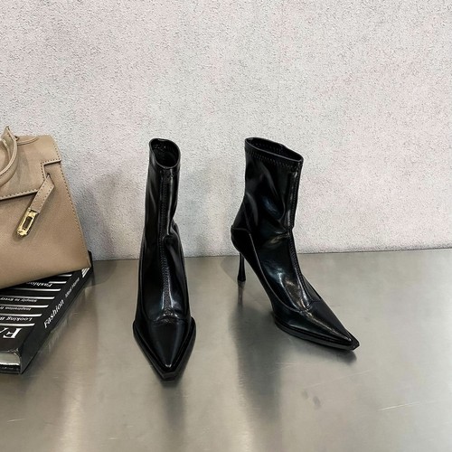 Womens Ankle Boots Pointed Toe 2024 Leather Autumn New High Heels Fashion Boots - Picture 25 of 28