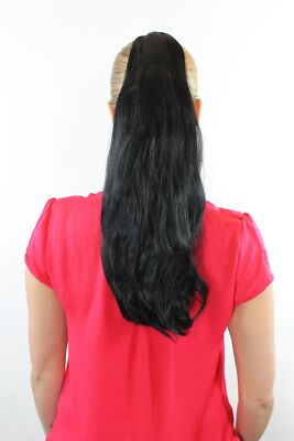 WIG ME UP Haarverlängerung Als Zopf – Butterfly-Klammer, Ca. 45 Cm, Schwarz Glatt