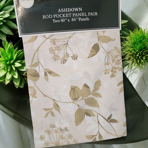 New Laura Ashley Window Curtains Two Panels 40x 84 Cream Floral Ashdown Leaves