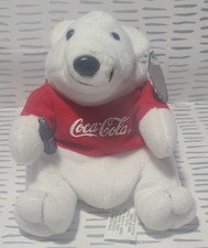 1997 Coca-Cola Bean Bag Plush Red Sweater Polar Bear With Bottle