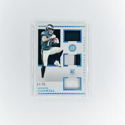 KENNETH GAINWELL 2021 ENCASED Triple Memorabilia 3-Color Patch Sapphire #/50 RC