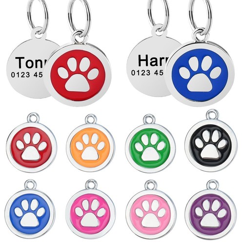 Bone Paw Personalised Dog Tag Engraved Cat Pet Name ID Tag for Dog Collar Puppy - Foto 3 di 28