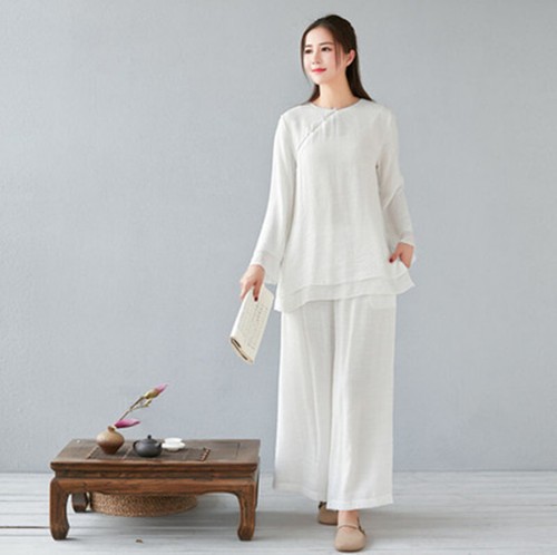 Chinese Tradition Women YOGA Fitness Tai Chi Zen Tea Art Specialist Clothes - Picture 8 of 11