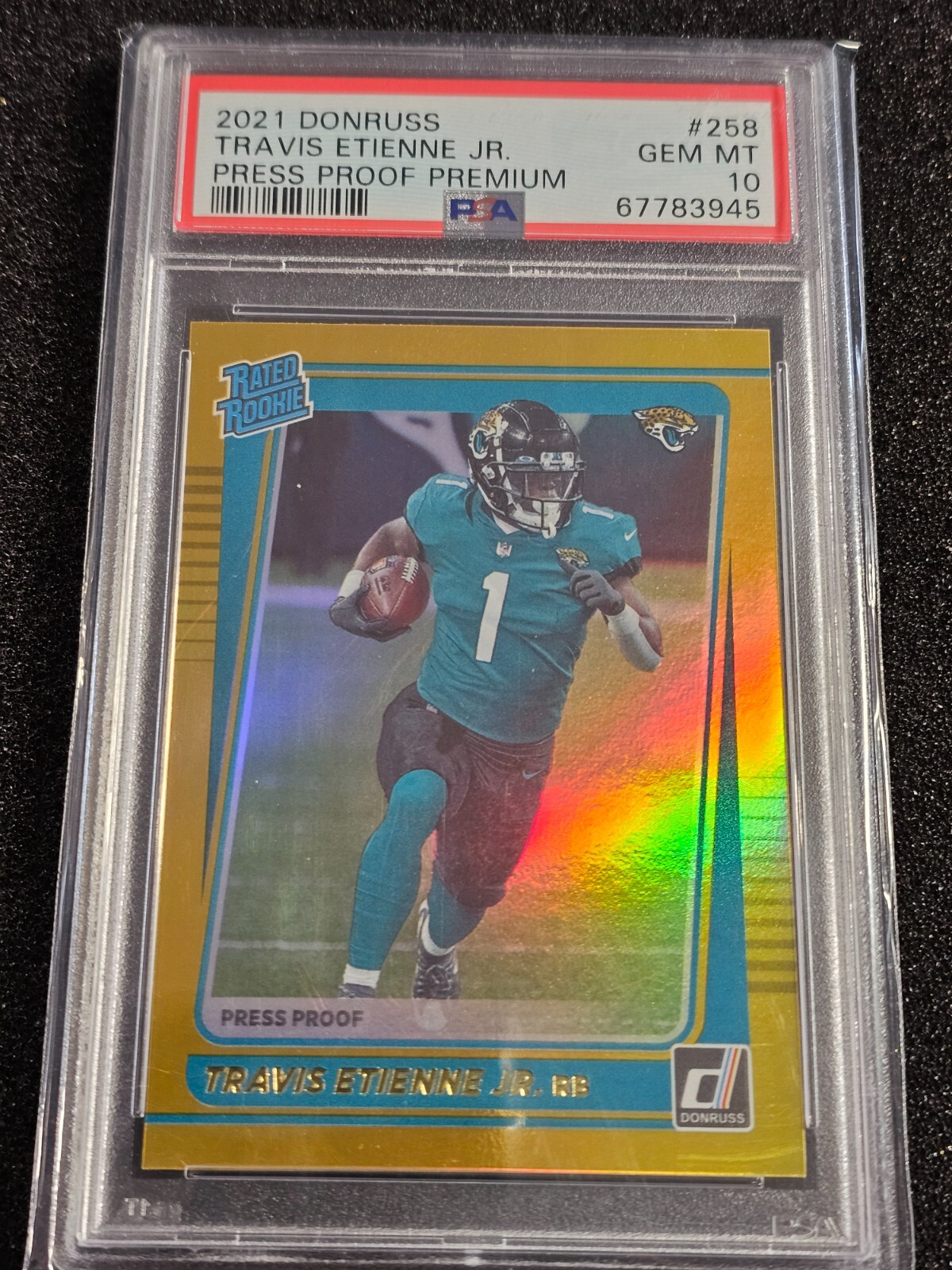 2021 Panini Donruss - Press Proof Premium #258 Travis Etienne (RC) PSA 10