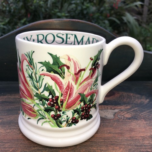 Tazza tazza mezza pinta EMMA BRIDGEWATER 'Fiori' Lily Bay Holly Rosmarino - NUOVO - Foto 6 di 7