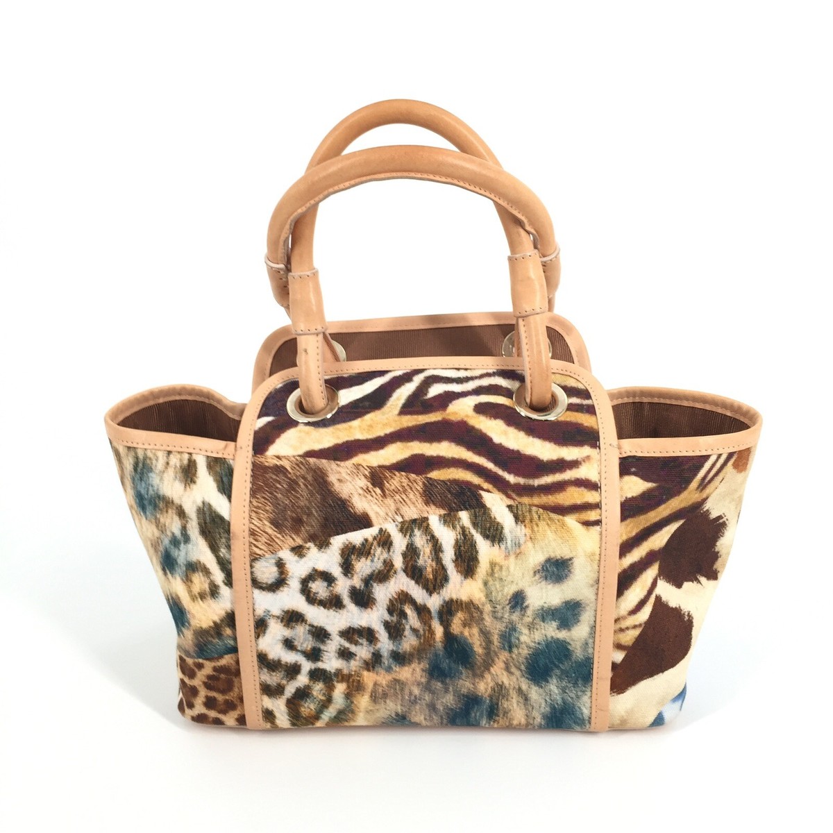 Y2K Faux Leather and Calf Hair Handbag Multicolor Purse Tote Bag