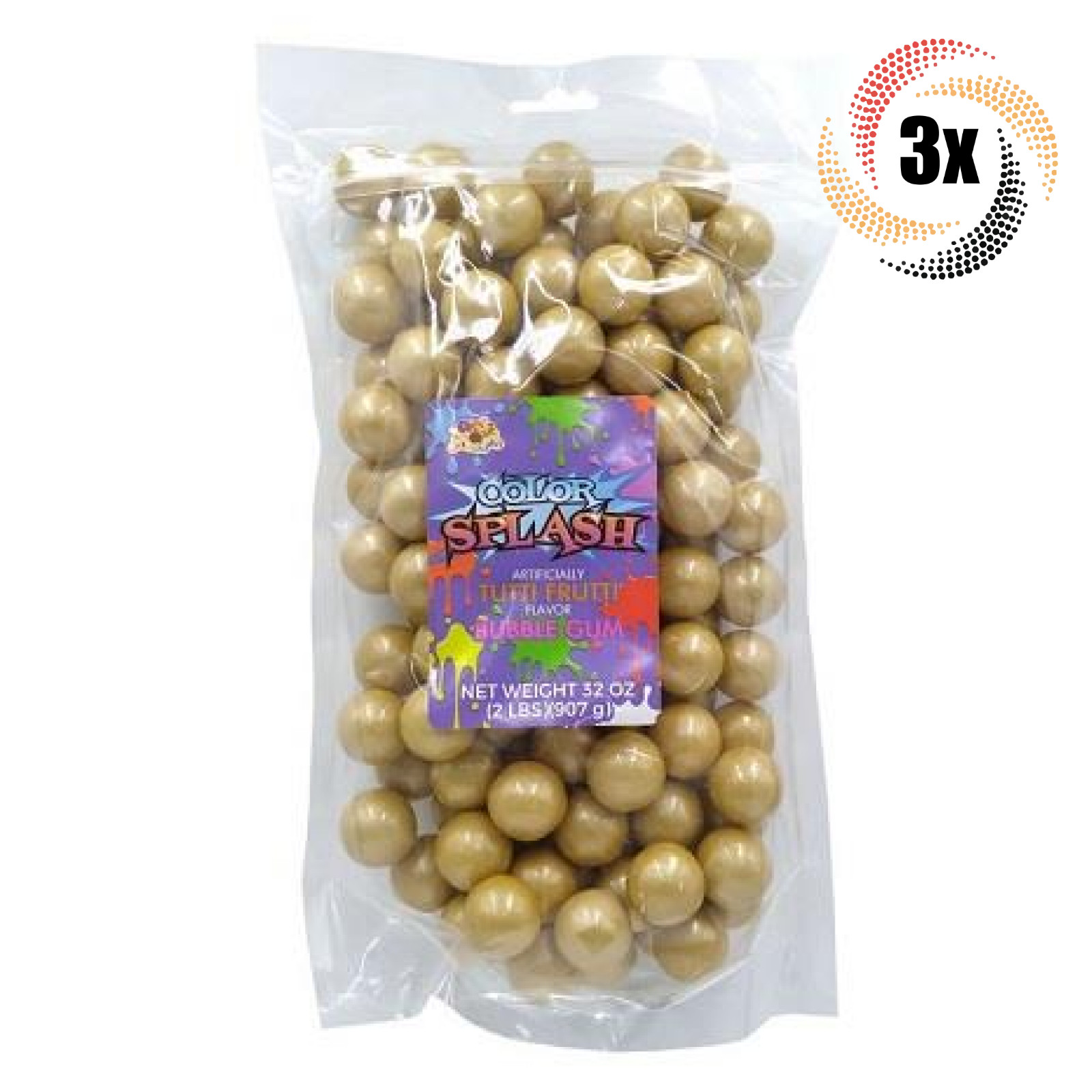 3 пакетика жевательной резинки Alberts Color Splash Tutti Frutti | по 118 штук в каждом | 2 фунта
