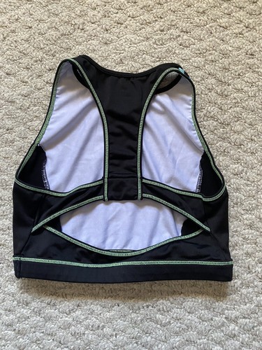 Justice Girl's Racerback Pattern Black Sports Bra size 12 - Picture 2 of 3