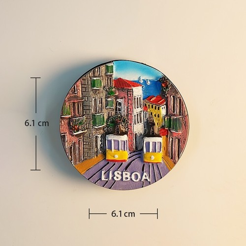 Portugal Lissabon Straßenbahn Straßenszene Scheibe Tourist Souvenir 3D Harz Kühlschrankmagnet - Bild 4 von 5