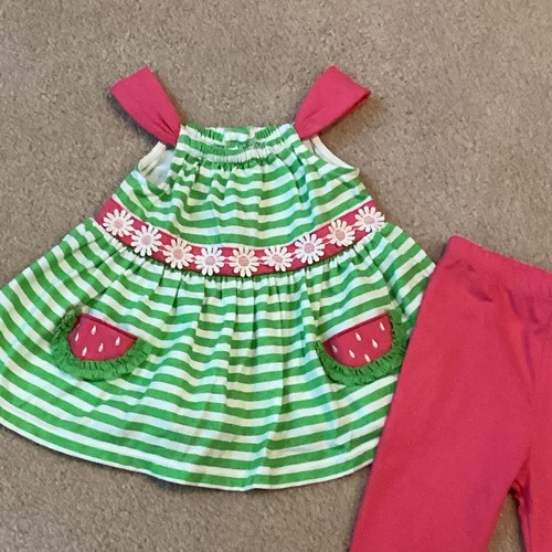 KIDS HEADQUARTERS INFANT GIRLS OUTFIT,18 MONTH, SLEEVELESS STRIPED TOP, LEGGINGS - Picture 2 of 3