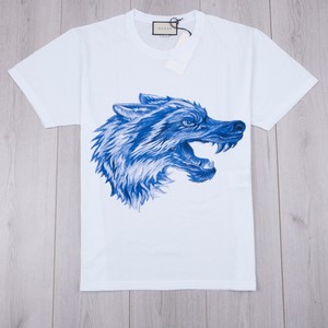 GUCCI-620-Authentic-New-White-Cotton-Wolf-Print-Tshirt-With-Gucci-Logo