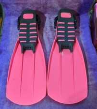 Deep See Aqua Lung Pulse Swim Fins Split SIZE Small Pink  Black Tiawan Swimming