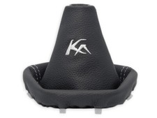 FOR FORD KA 2 2008-2016 GEAR LEVER HEADSET BLACK LEATHER WHITE EMBROIDERY