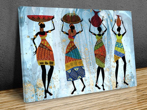 Figuras africanas texturas tropicales 2 lienzo impresión arte enmarcado o solo impresión - Imagen 1 de 10